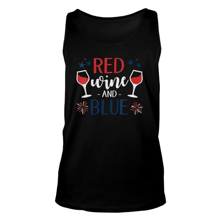 Red Wine And Blue Fourth Of July Usa Flag Labor Memorial Day Unisex Tank Top