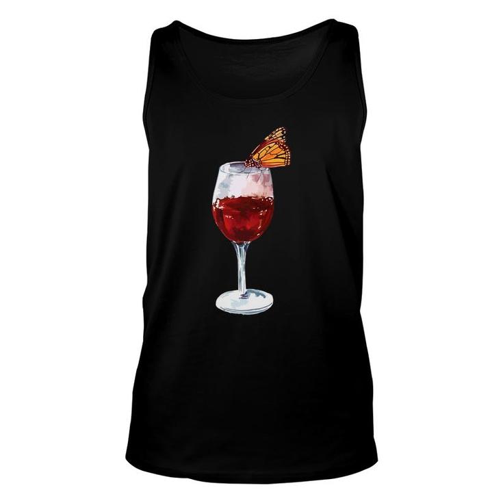 Red Wine Monarch Butterfly Alcohol Themed Gif Unisex Tank Top