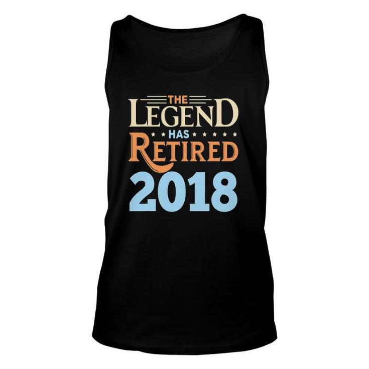 Retirement Funny Gift Legend Has Retired Since 2018 Ver2 Unisex Tank Top