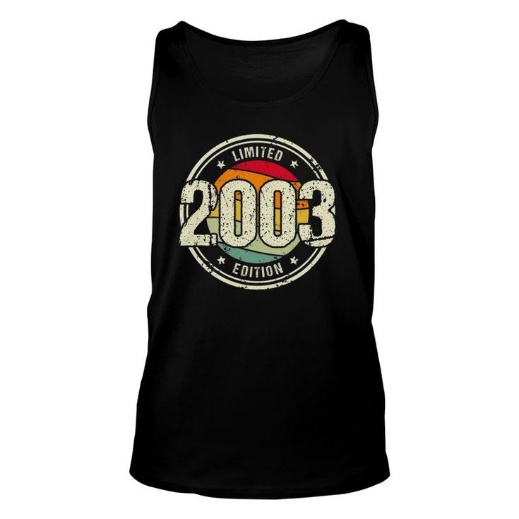 Retro 18 Years Old Vintage 2003 Limited Edition 18Th Birthday Unisex Tank Top