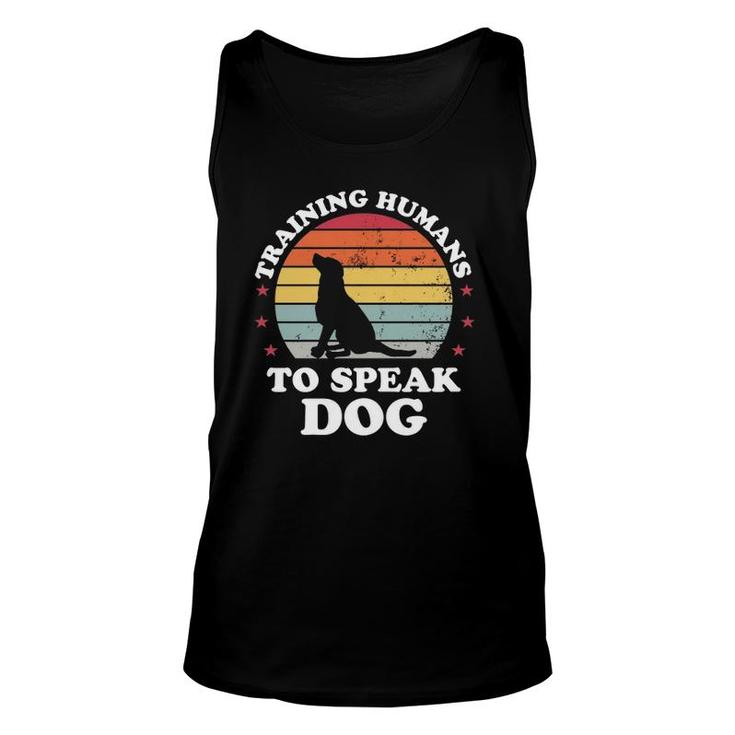 Retro Dog Commands Obedience Training Funny Dog Trainer Unisex Tank Top