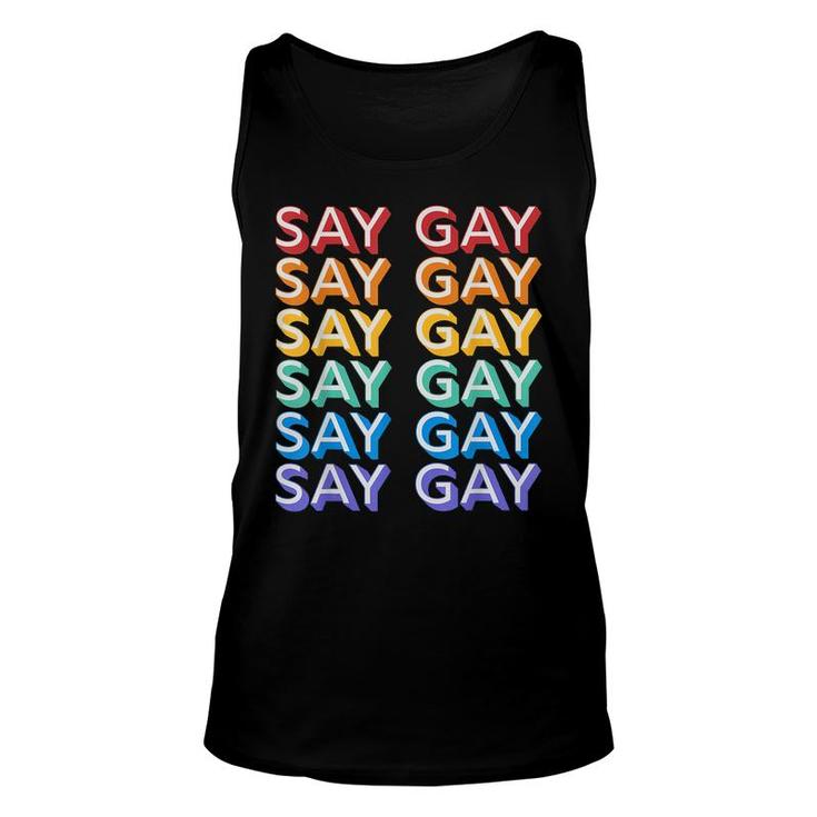 Retro Say Gay Vintage Rainbow Lgbtq Pride Florida Say Gay  Unisex Tank Top
