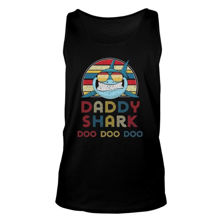 Retro Vintage Daddy Sharks Gift For Father Mens Unisex Tank Top