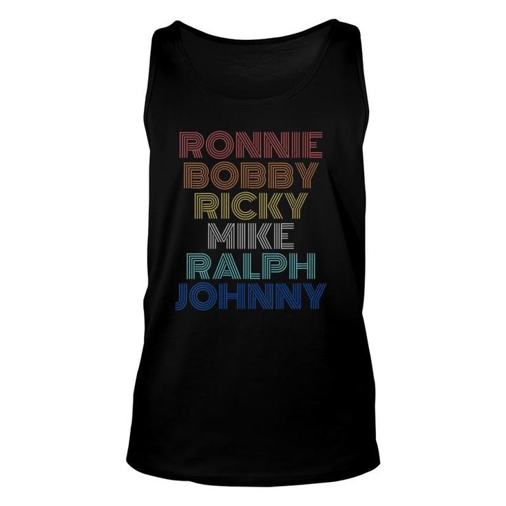 Womens Retro Vintage Ronnie Bobby Ricky Mike Ralph And Johnny V-Neck Tank Top