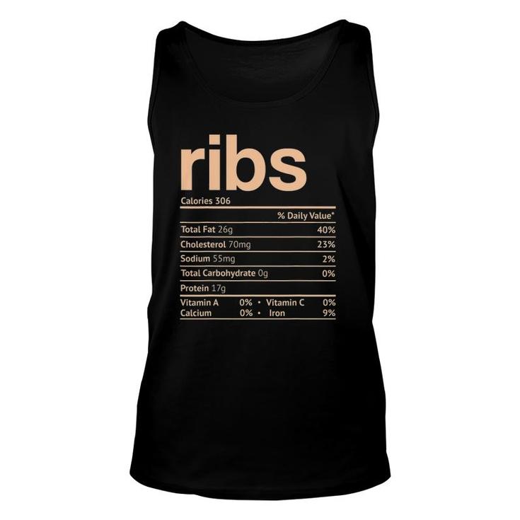 Ribs Nutrition Facts Funny Thanksgiving Christmas Food Unisex Tank Top