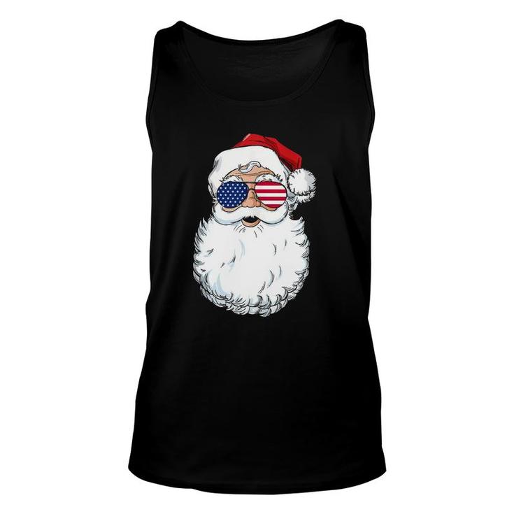 Santa Claus Patriotic Usa Sunglasses Christmas In July Santa Unisex Tank Top