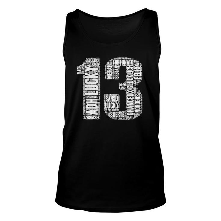 Say Lucky In 13 Different Languages Lucky Gift Unisex Tank Top
