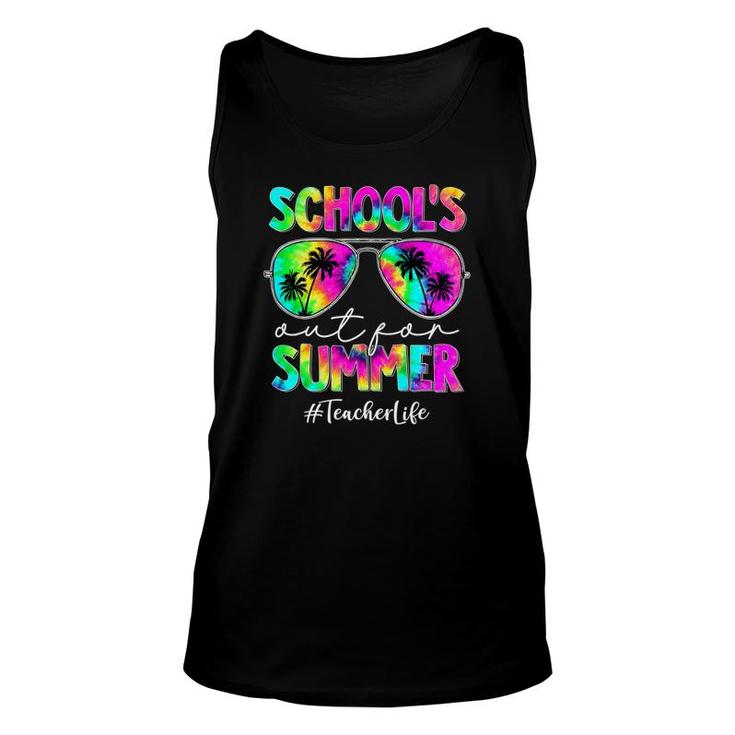 Schools Out For Summer Tie Dye Sunglasses Teacher Life Unisex Tank Top