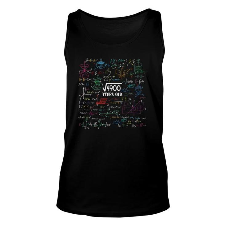 Square Root Of 4900 - 70 Years Old Math Lovers 70Th Birthday Unisex Tank Top
