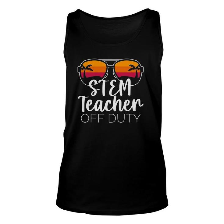 Stem Teacher Off Duty Sunglasses Beach Sunset Unisex Tank Top