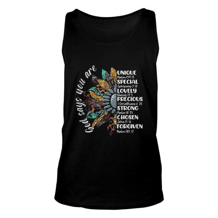 Sunflowers God Say You Are With Bible Verses Quotes Jesus  Unisex Tank Top
