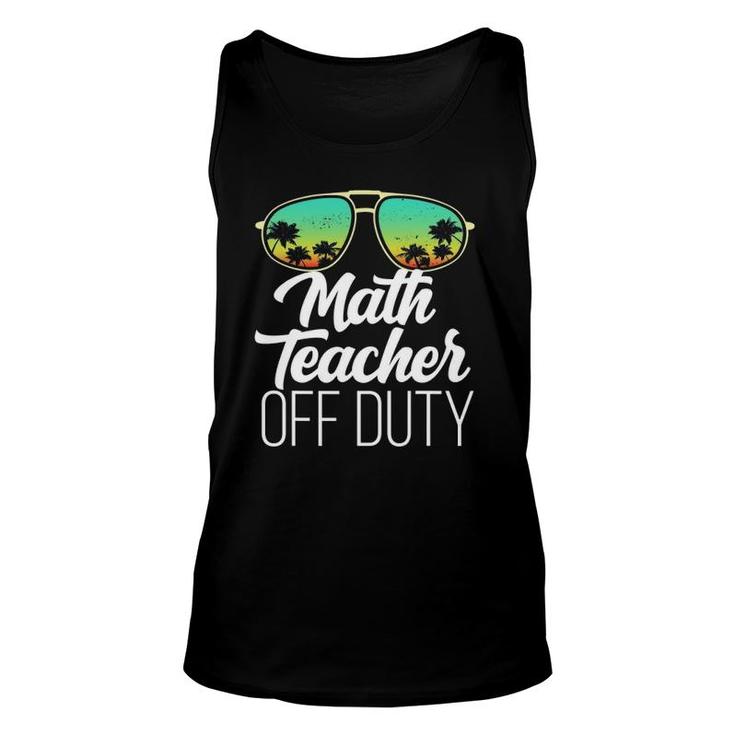 Sunglasses Beach Sunset Summer Math Teacher Off Duty Unisex Tank Top