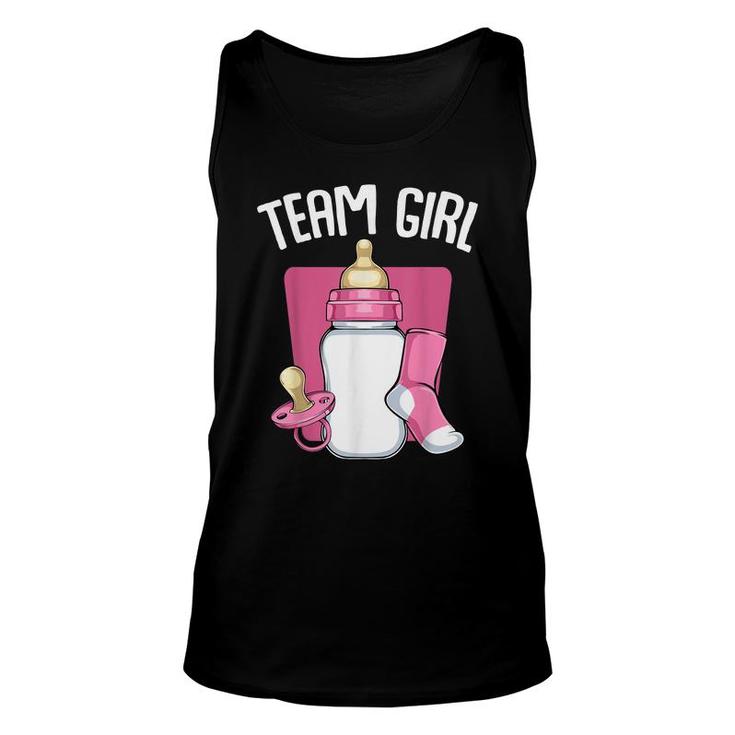 Team Girl Pink Funny Gender Reveal Baby Shower Party Family  Unisex Tank Top
