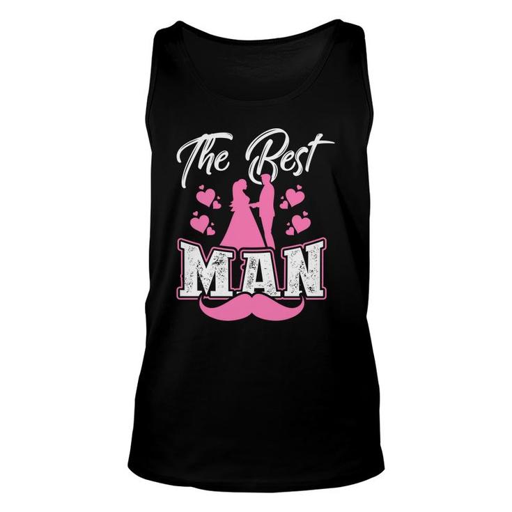 The Best Man Groom Bachelor Party Pink White Unisex Tank Top