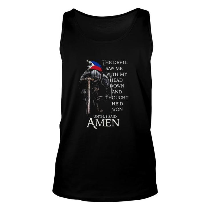 The Devil Saw Me With My Head Down And Thought He Won Design 2022 Gift Unisex Tank Top