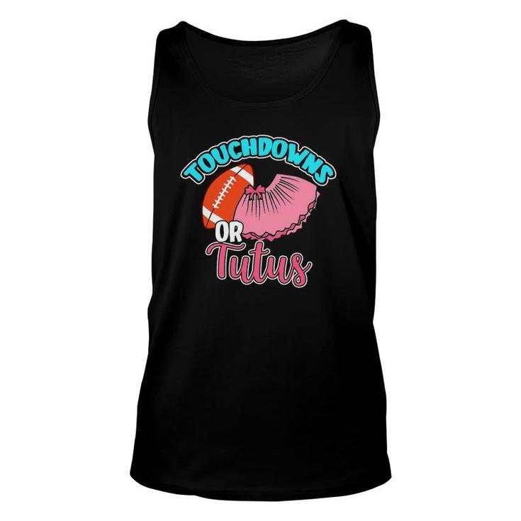 Touchdowns Or Tutus Gender Reveal Baby Party Announcement Unisex Tank Top