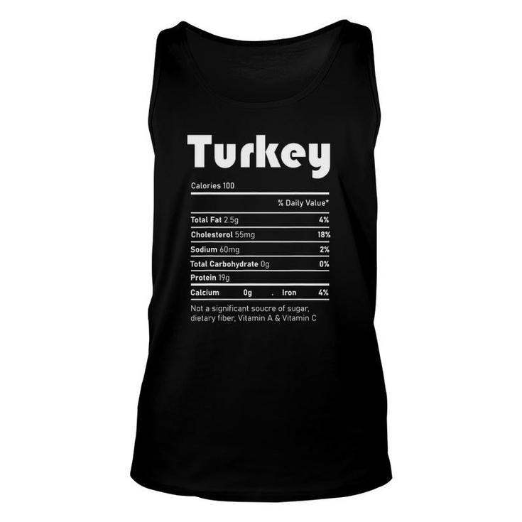 Turkey Nutrition Facts Funny Thanksgiving Christmas Food Tee Unisex Tank Top