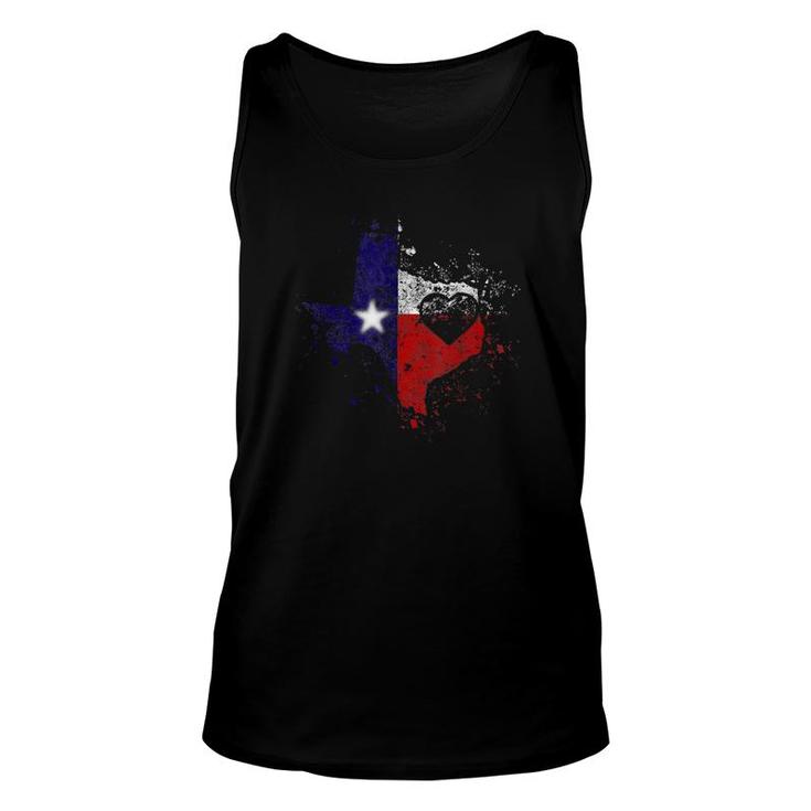 Tx State Tee Gift Distressed Retro Home Heart Texas Map Flag Unisex Tank Top