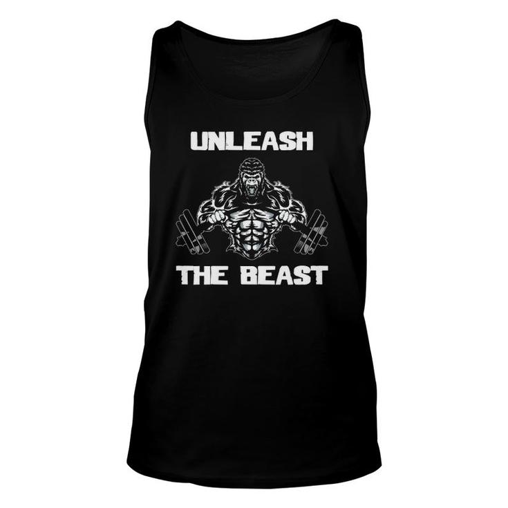 Mens Unleash The Beast Gorilla Body Building Motivation Tank Top