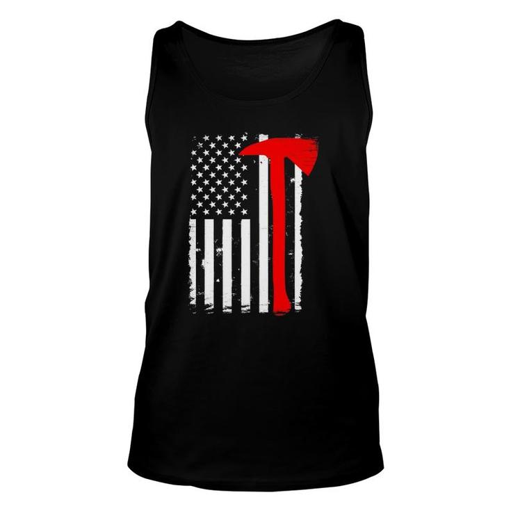 Usa Flag Axe Vintage Firefighter Thin Red Line Fireman Gift Unisex Tank Top