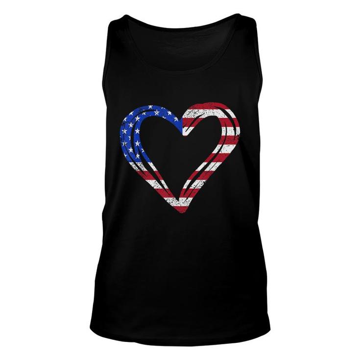 Usa Flag Heart American Patriotic Armed Forces Memorial Day Unisex Tank Top