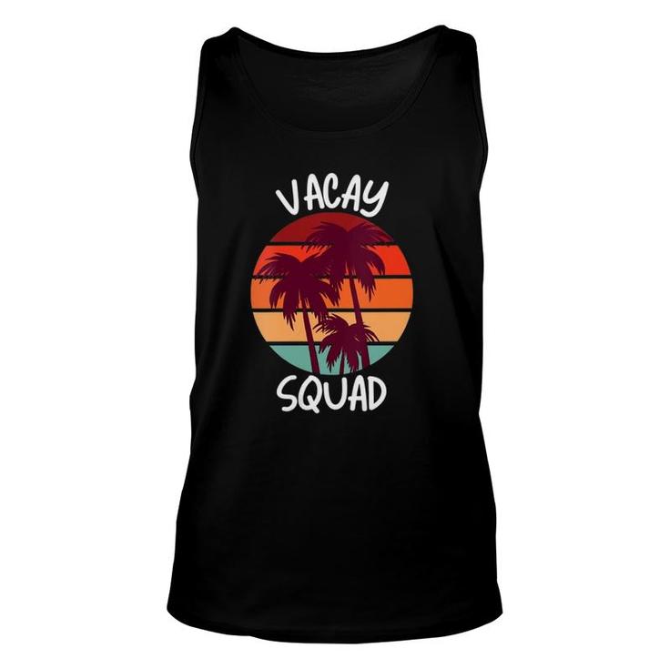 Womens Vacay Squad Summer Vacation Friends Trip Palm Trees V-Neck Tank Top