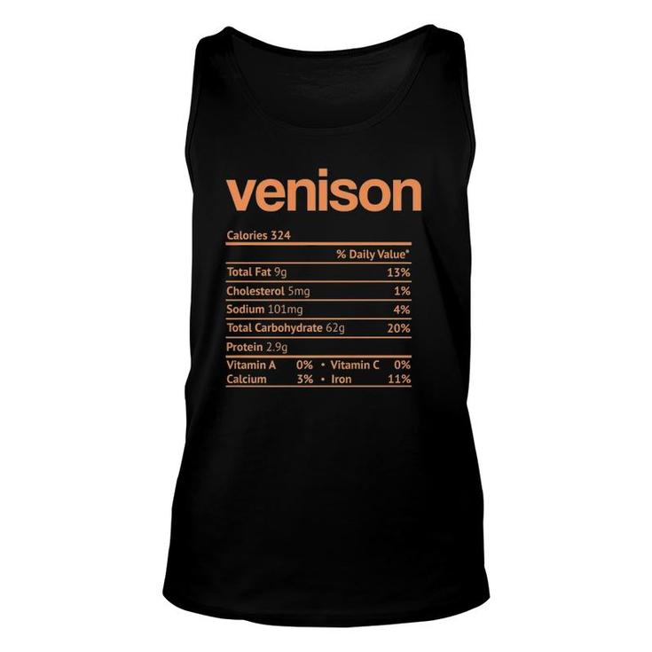 Venison Nutrition Facts Funny Thanksgiving Christmas Food Unisex Tank Top