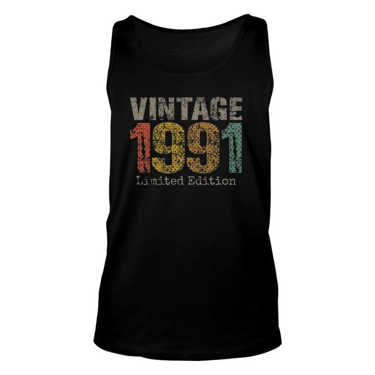 Vintage 1991 Limited Edition 30Th Birthday 30 Years Old Unisex Tank Top