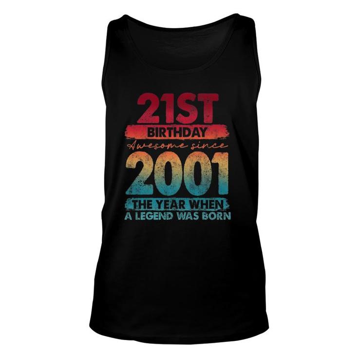 Vintage 2001 Limited Edition 2001 21 Years Old 21St Birthday Unisex Tank Top