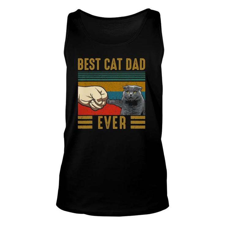 Vintage Best Cat Dad Ever Fathers Day Scottish Fold Cat Unisex Tank Top