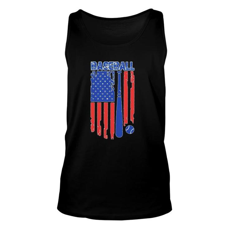 Vintage Cool Baseball American Flag Print Unisex Tank Top