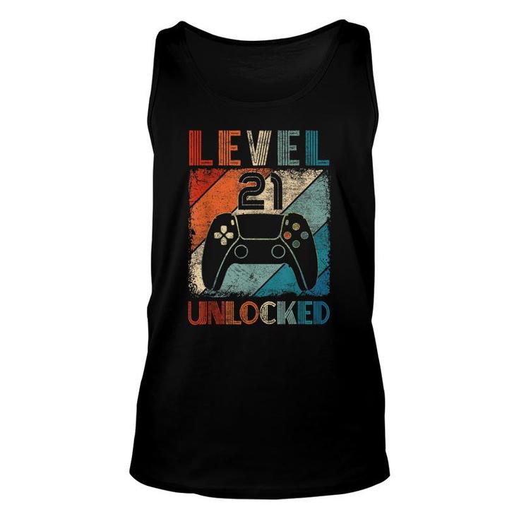 Vintage Level 21 Unlocked Video Gamer 21St Birthday  Unisex Tank Top