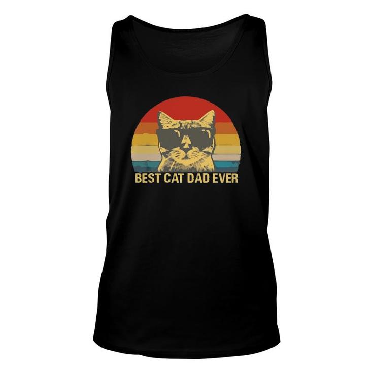 Vintage Retro Best Cat Dad Ever Sunset Fathers Gif Classic Unisex Tank Top