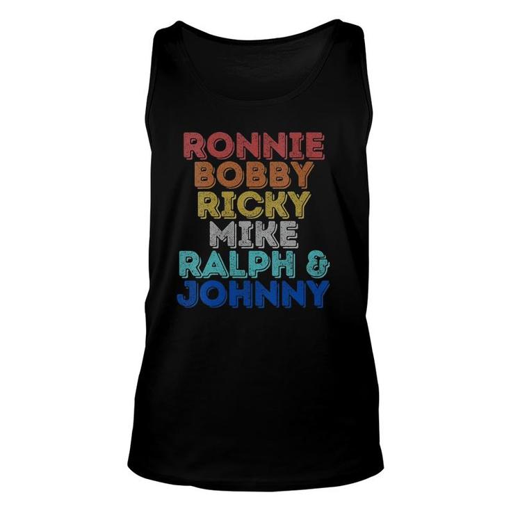 Womens Vintage Retro Ronnie Bobby Ricky Mike Ralph And Johnny V-Neck Tank Top