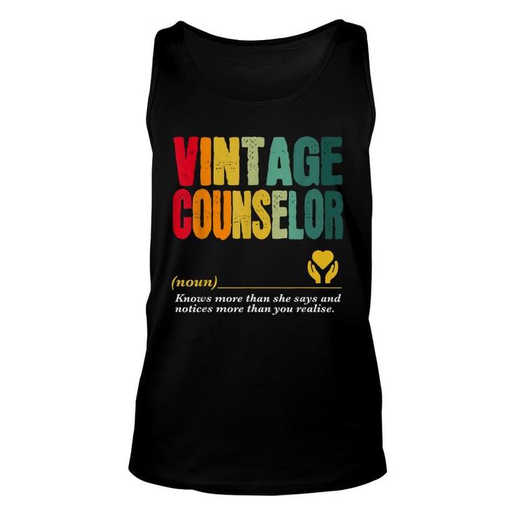 Vintage School Counselor Funny Job Title Birthday Worker  Unisex Tank Top