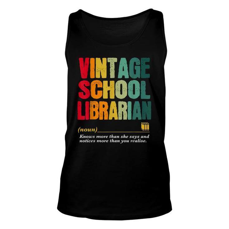 Vintage School Librarian Funny Job Title Birthday Worker  Unisex Tank Top