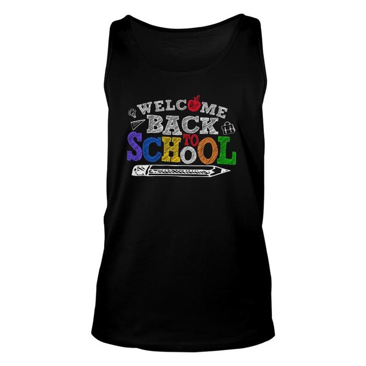 Welcome Back To School First Day Of School Teacher Student Learning Tools Unisex Tank Top