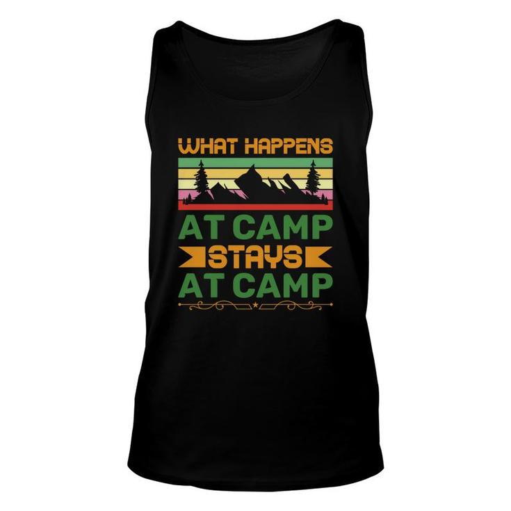 What Happens At Camp And Stays At Camp Of Travel Lover In Exploration Unisex Tank Top