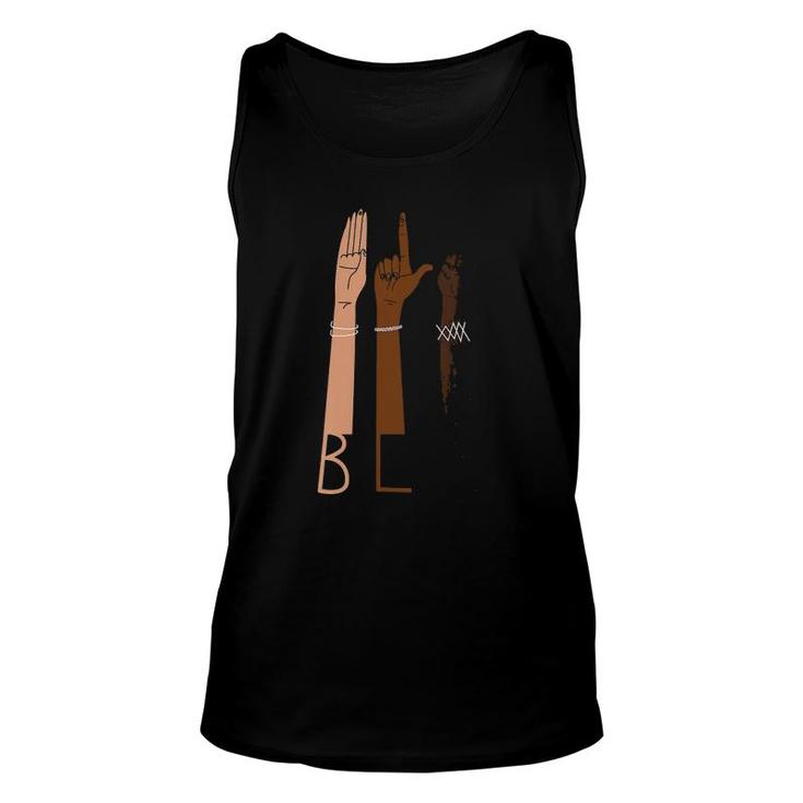 Womens Blm Design With Asl Sign Language Hands Black Lives Matter Unisex Tank Top
