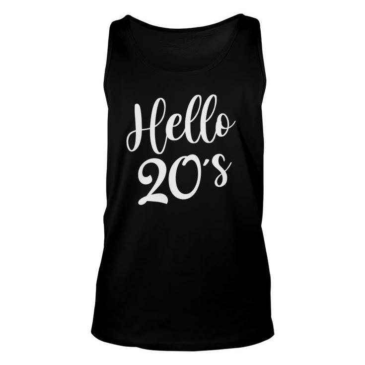 Womens Hello 20S Womens 20 Years Old 20Th Birthday Gift Bday Squad V-Neck Unisex Tank Top