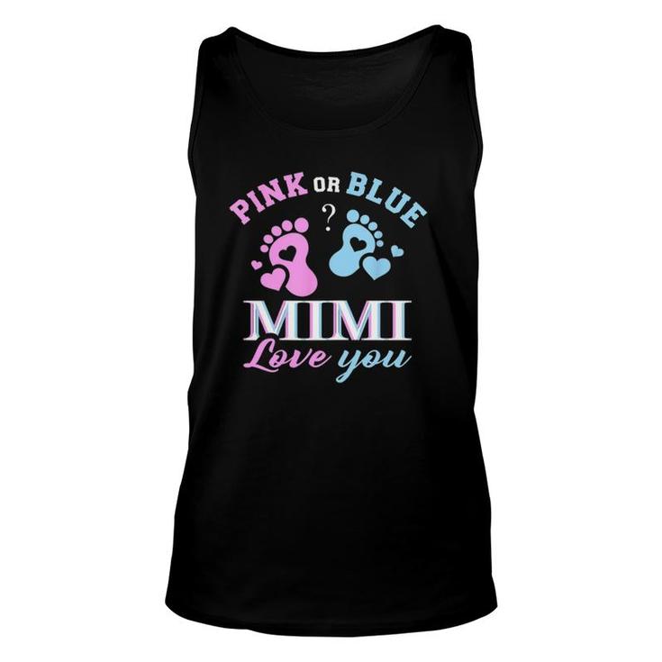 Womens Pink Or Blue Mimi Loves You Baby Gender Reveal Party Shower Unisex Tank Top