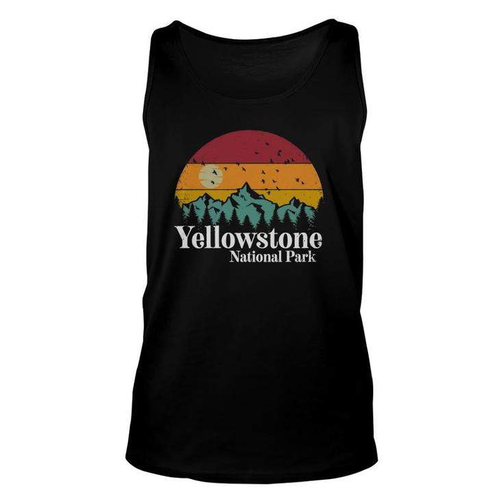 Yellowstone National Park Mountains Retro Hiking Camping  Unisex Tank Top