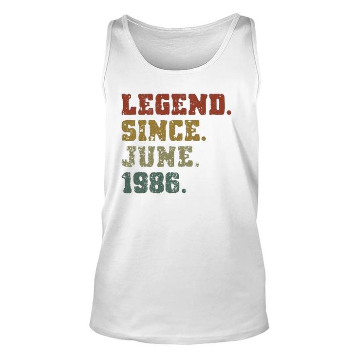 35Th Birthday Gifts 35 Years Old Legend Since June 1986 Ver2 Unisex Tank Top