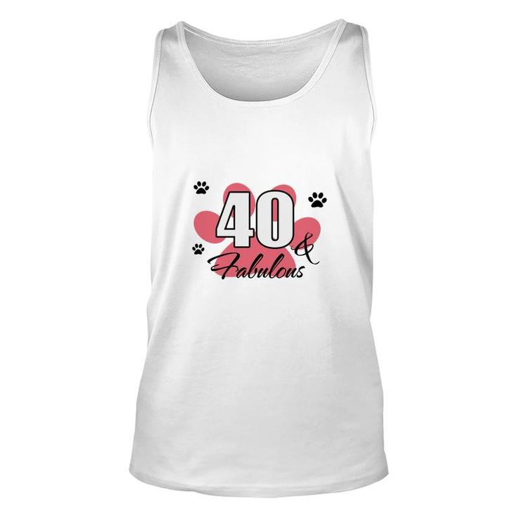 40 Happy Birthday 40Th Pink Paw Print Cat Animal Unisex Tank Top
