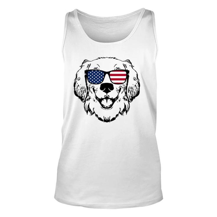 4Th Of July Golden Retriever Us American Flag - July Fourth Unisex Tank Top