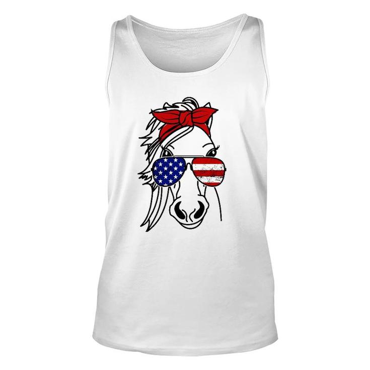 4Th Of July Patriotic Horse American Flag Sunglasses Unisex Tank Top