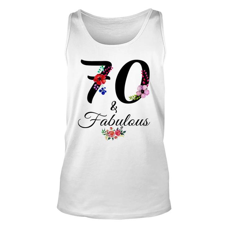 70 & Fabulous 70 Year Old Vintage Floral 1952 70Th Birthday  Unisex Tank Top