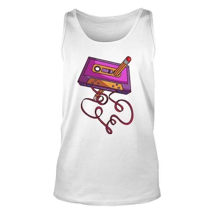 80S Cassette Tape Pencil 1980S Retro Vintage Throwback Music Unisex Tank Top