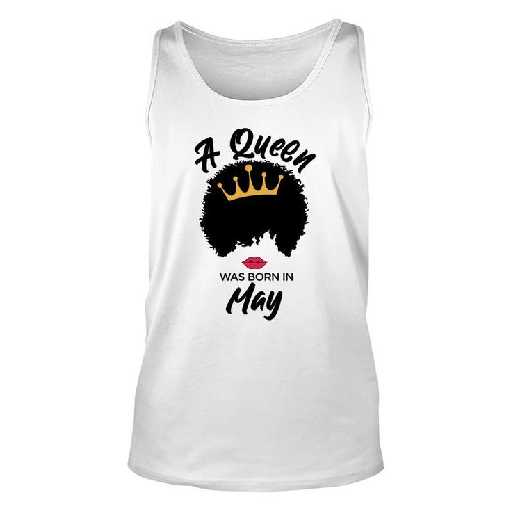A Queen Was Born In May Curly Hair Cute Girl Unisex Tank Top