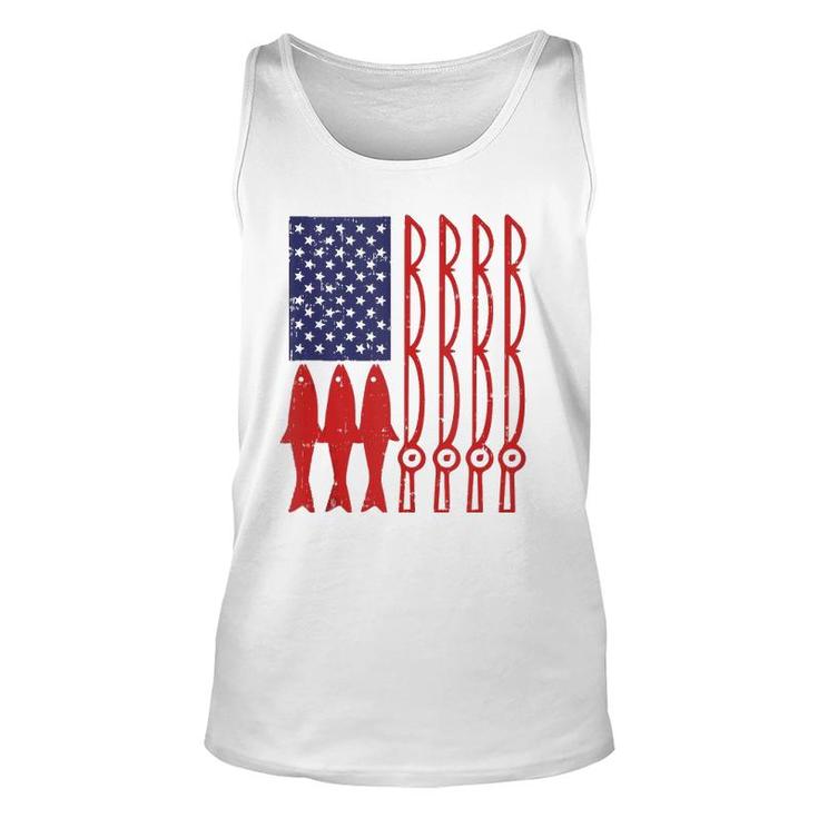 American Flag Fishing 4Th Of July Patriotic Dad Gift Angler  Unisex Tank Top